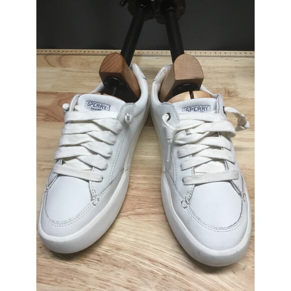 Sperry Top-Sider Sneaker Women's 9M White Leather Lace-Up Low Top Running Shoes - Picture 1 of 10